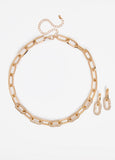 Crystal Gold Link Necklace Set