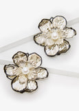 Faux Pearl Coated Flower Earrings
