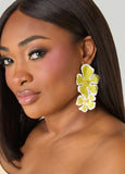Painted Flower Dangle Earrings