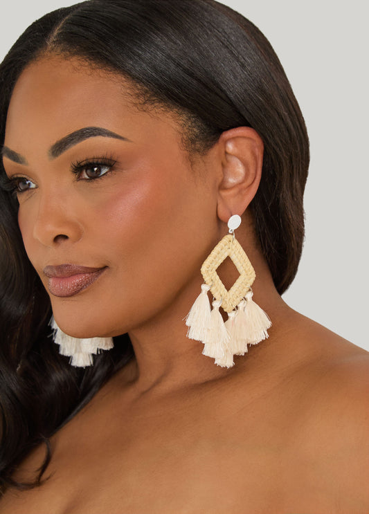 Tasseled Raffia Earrings