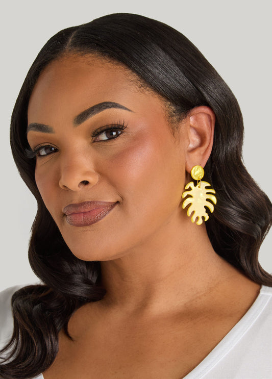 Marbled Leaf Drop Earrings