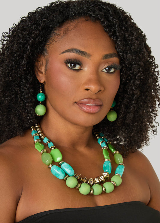Textured Bead Necklace Set