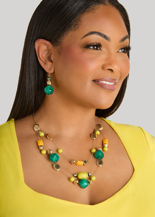 Three Strand Layered Necklace Set