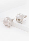 Sculpted Silver Tone Hoop Earrings