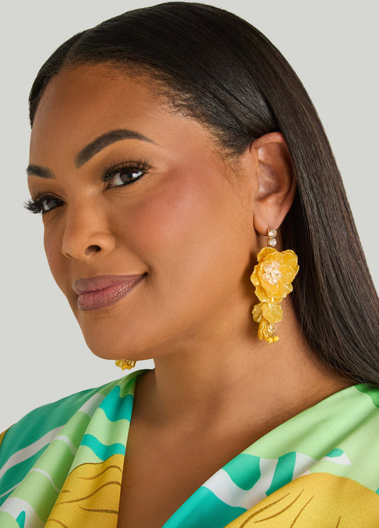 Textured Floral Beaded Earrings