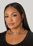 Twisted Silver Tone Necklace Set