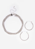 Twisted Silver Tone Necklace Set