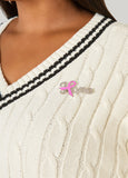 Breast Cancer Awareness Crystal Ribbon Brooch