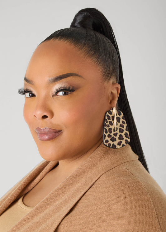 Animal Print Faux Leather Earrings