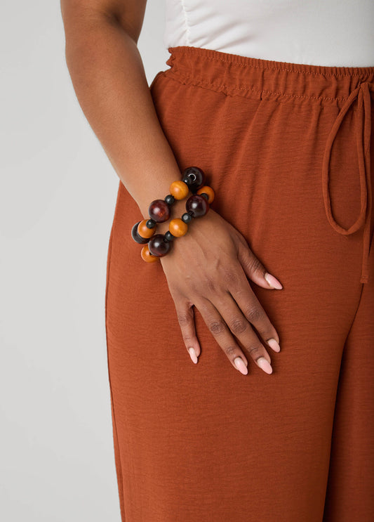 Colorblocked Wood Bracelet Set