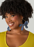Denim Bow Hoop Earrings