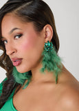 Crystal And Feather Earrings