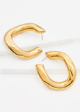 Puffed Gold Tone Hoop Earrings