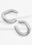 Puffed Silver Tone Hoop Earrings
