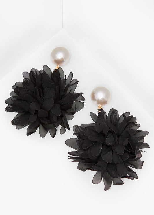 Faux Pearl And Petal Earrings