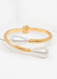 Statement Trendy Pearl Gold Hinge Cuff Bracelet Fashion Jewelry
