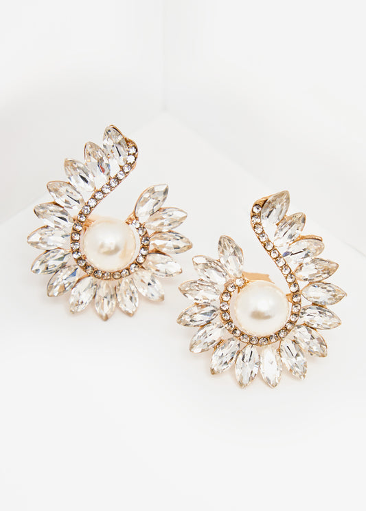 Crystal Swirl Clip On Earrings