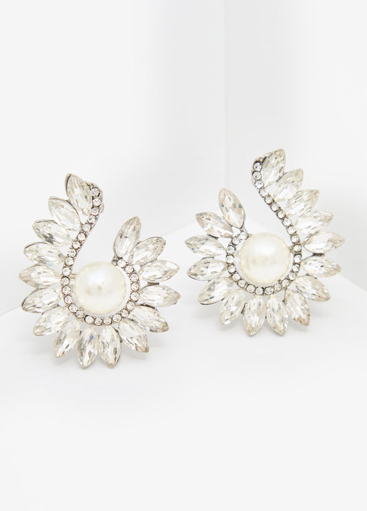 Swirl Crystal Clip On Earrings