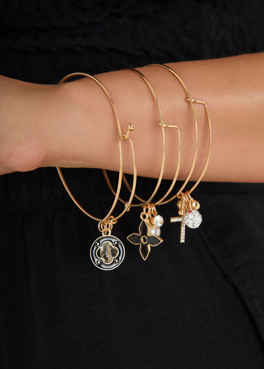 Crystal Charm Bangle Set