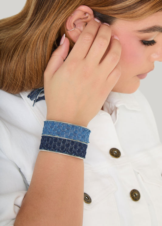 Two Tone Quilted Denim Cuff
