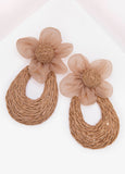 Raffia And Tulle Flower Earrings