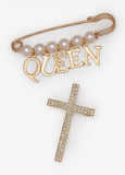 Queen Cross Brooch Set