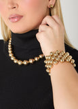 Gold Tone Bead Stretch Bracelet