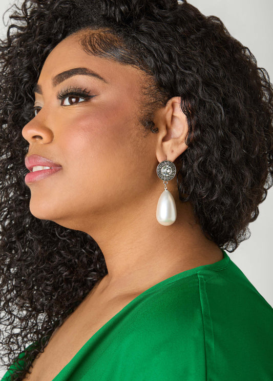 Faux Pearl Teardrop Earrings