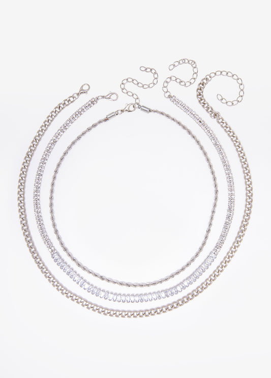 Set Of Three Gold Tone Necklaces