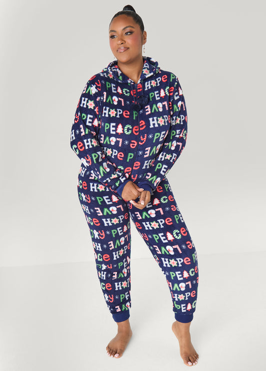 Plus Size Love To Sleep Holiday Onesie
