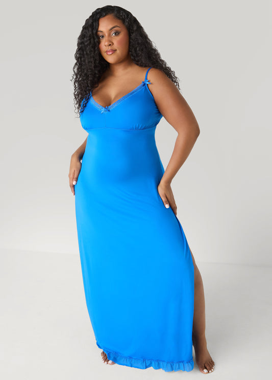 Mesh And Lace Trimmed Nightgown