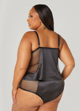Mesh Paneled Satin Cami Set