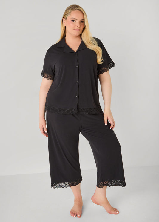 Lace Trimmed Jersey Pajama Set