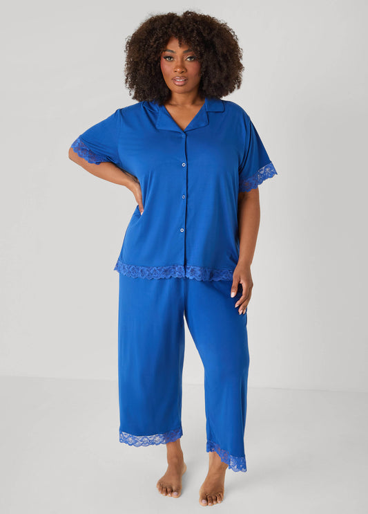 Lace Trimmed Jersey Pajama Set