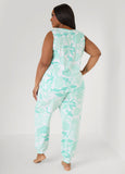 Moon To Noon Leaf Print PJs Set