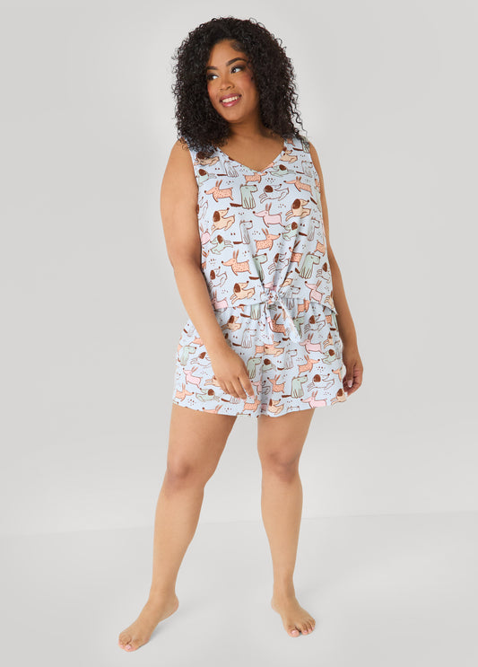 Moon To Noon Puppy PJs Short Set