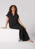 Textured V Neck Pajama Set