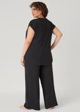 Textured V Neck Pajama Set