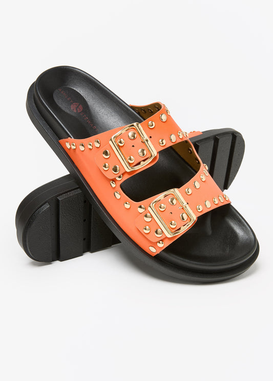 Studded Buckle Slide Sandals