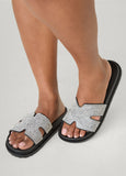 Crystal Cutout Slide Sandals