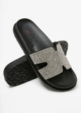 Crystal Cutout Slide Sandals