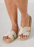 Cutout Crystal Slide Sandals