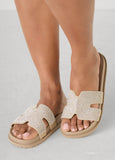Cutout Crystal Slide Sandals