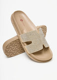 Cutout Crystal Slide Sandals