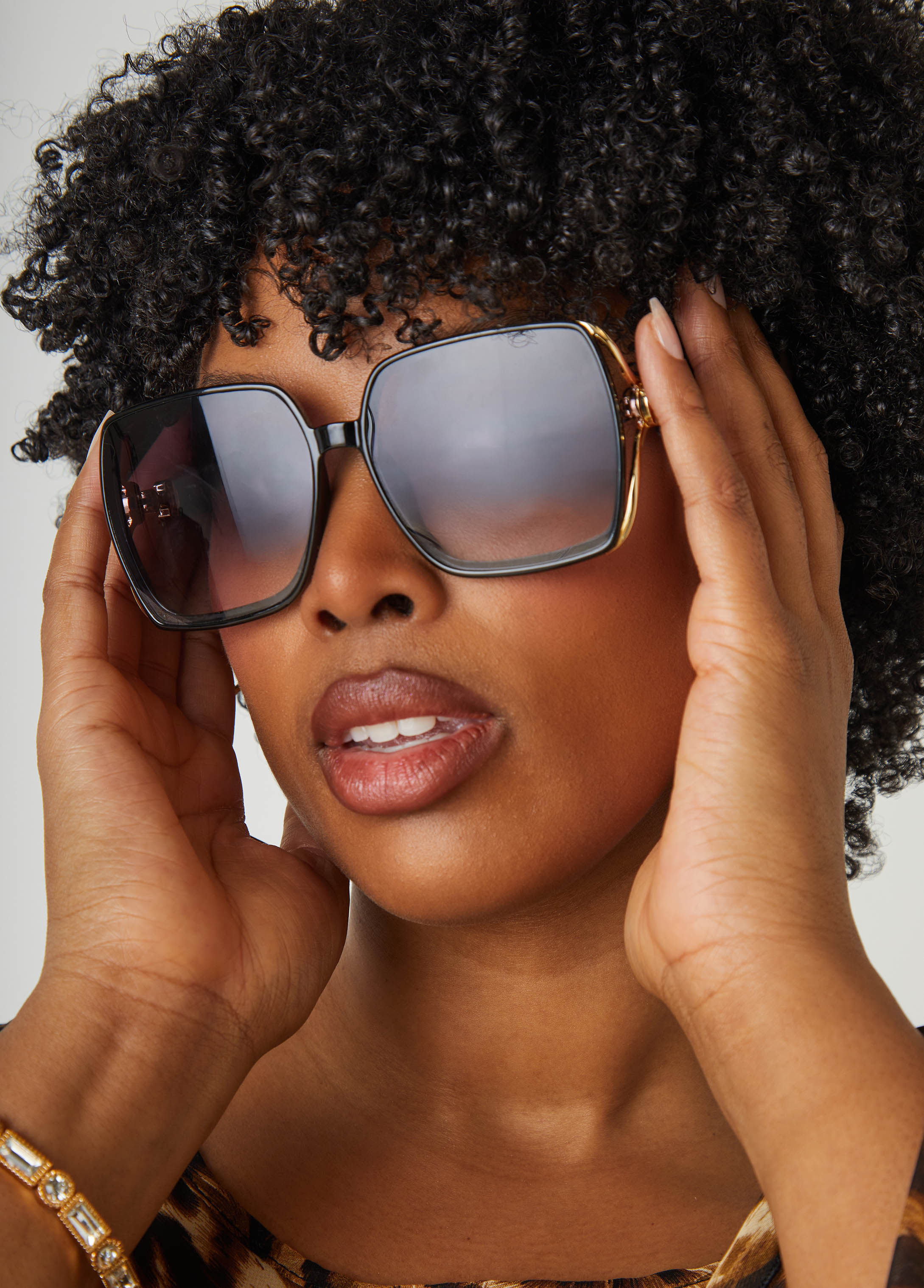 Trendy Oversized Square Shades Tinted Sunglasses – Ashley Stewart