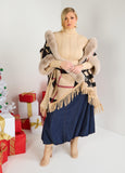 Plus Size trendy designer Adrienne Vittadini plaid poncho wrap ruana