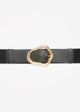 Faux Leather Sculpted Buckle Belt