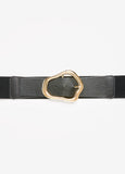 Faux Leather Sculpted Buckle Belt