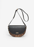 Animal Print Paneled Crescent Bag