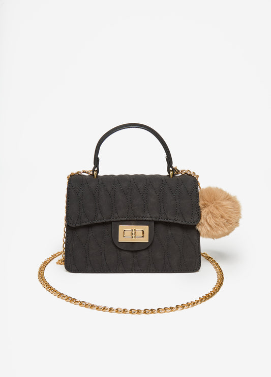 Pompom Faux Suede Crossbody